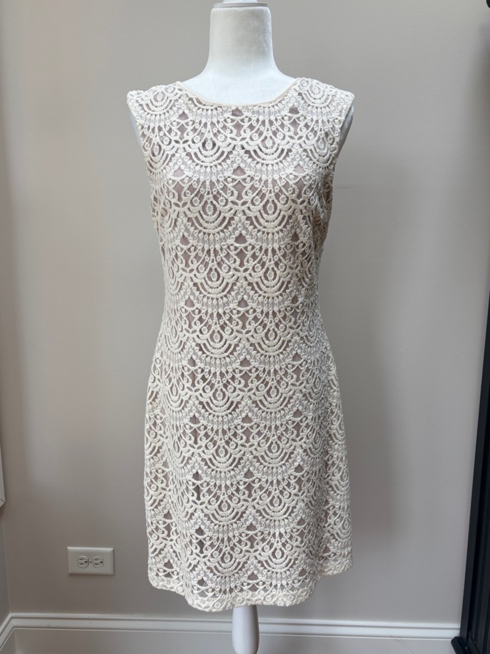 Jessica Howard Cream Lace Midi Sheath Dress
